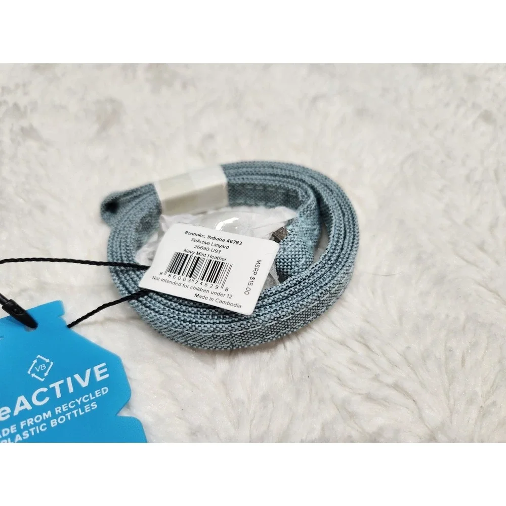 New Vera Bradley ReActive Lanyard Navy Mint Heather Recycled Plastic Bottles NWT